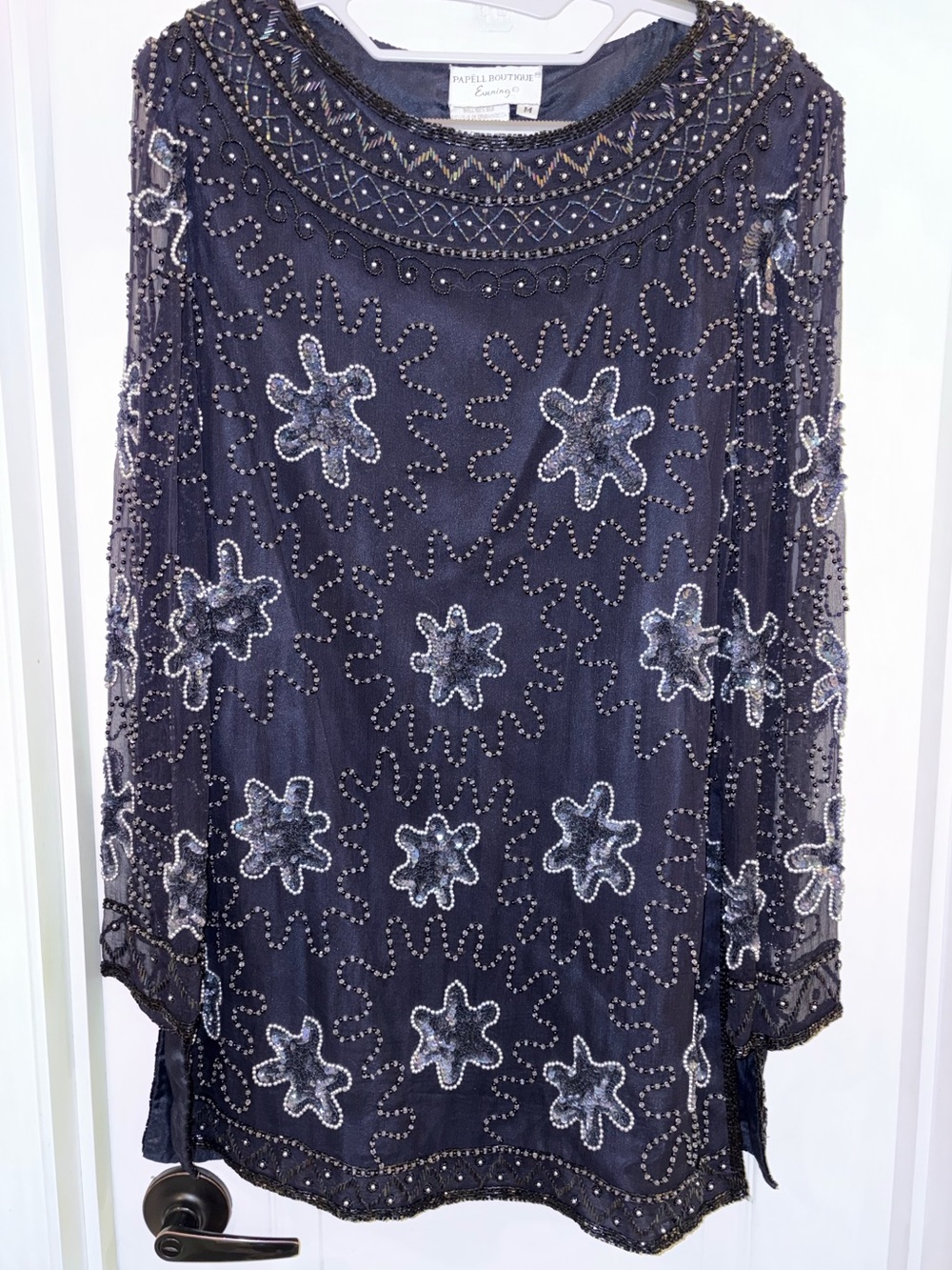 Papell Boutique Navy Beaded Embellished vintage Dress